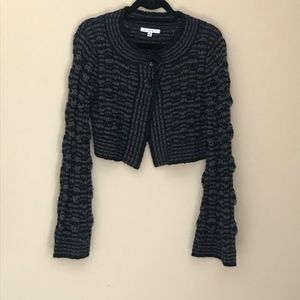 CAbi Cropped Sweater with Long Bell Sleeves